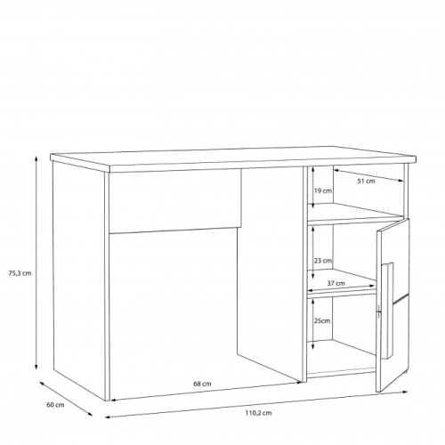 Biurko skandynawskie 110x60 cm ARKINA Biały /Dąb Artisan